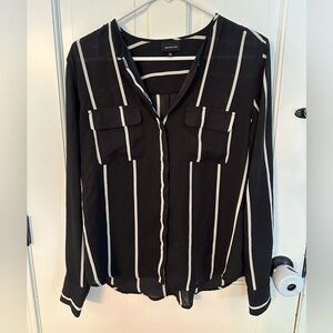 3/$20 Black&White Striped Chiffon Blouse